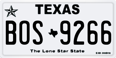 TX license plate BOS9266
