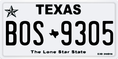 TX license plate BOS9305