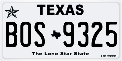 TX license plate BOS9325