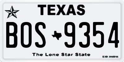 TX license plate BOS9354