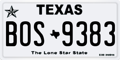 TX license plate BOS9383