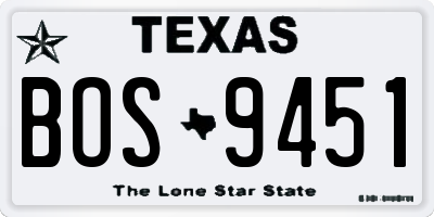 TX license plate BOS9451