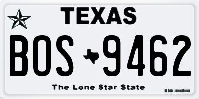 TX license plate BOS9462