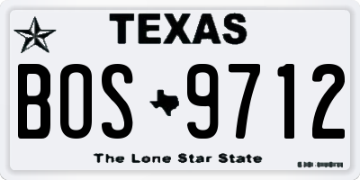 TX license plate BOS9712