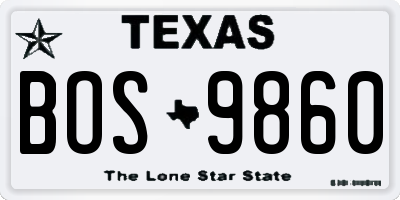 TX license plate BOS9860