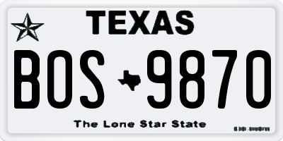 TX license plate BOS9870