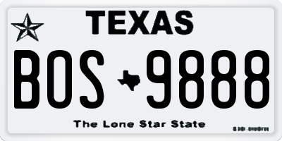 TX license plate BOS9888