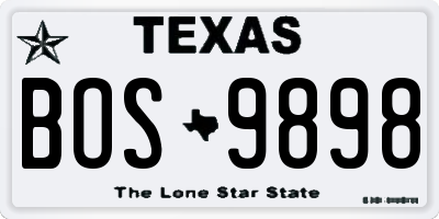 TX license plate BOS9898