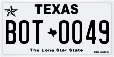 TX license plate BOT0049