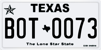 TX license plate BOT0073