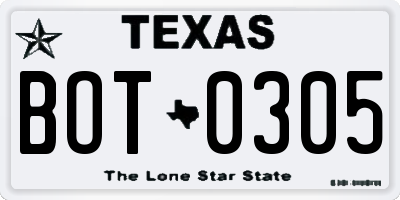TX license plate BOT0305