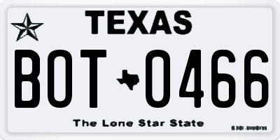 TX license plate BOT0466