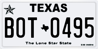TX license plate BOT0495