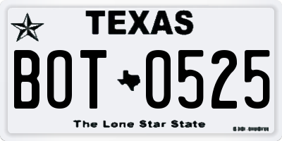 TX license plate BOT0525