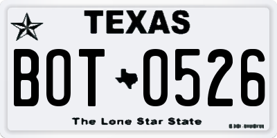 TX license plate BOT0526