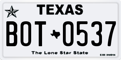 TX license plate BOT0537