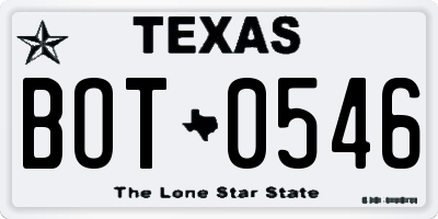 TX license plate BOT0546
