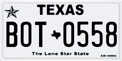 TX license plate BOT0558