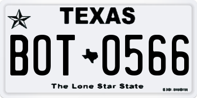 TX license plate BOT0566