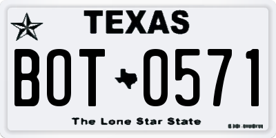 TX license plate BOT0571