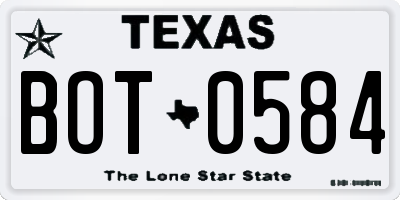 TX license plate BOT0584