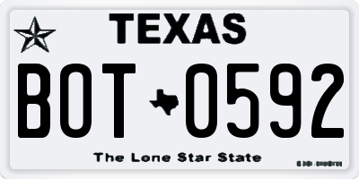 TX license plate BOT0592