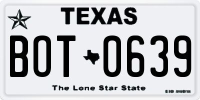 TX license plate BOT0639
