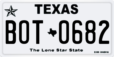 TX license plate BOT0682