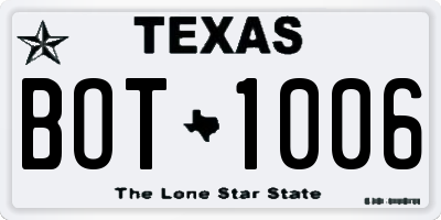 TX license plate BOT1006