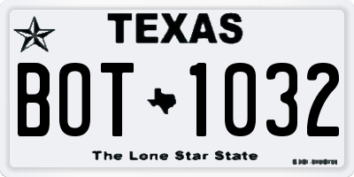 TX license plate BOT1032