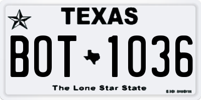 TX license plate BOT1036