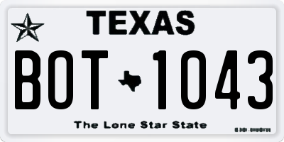 TX license plate BOT1043