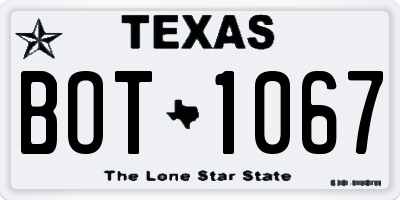 TX license plate BOT1067