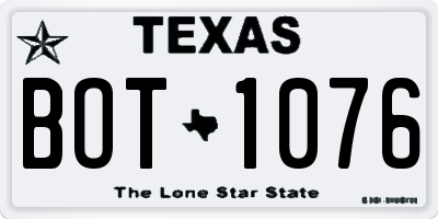 TX license plate BOT1076