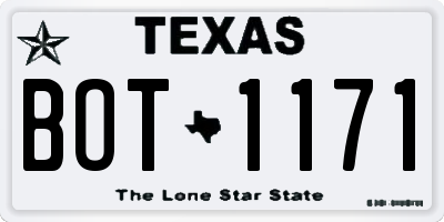 TX license plate BOT1171