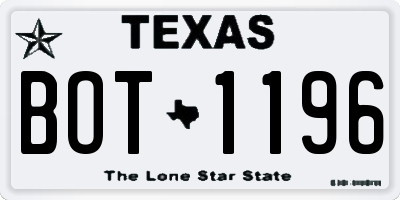 TX license plate BOT1196