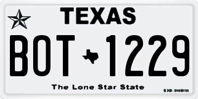TX license plate BOT1229