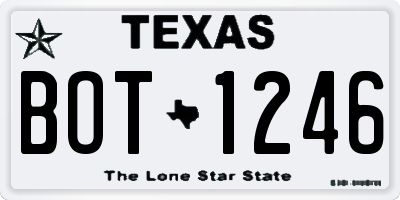 TX license plate BOT1246