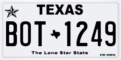 TX license plate BOT1249