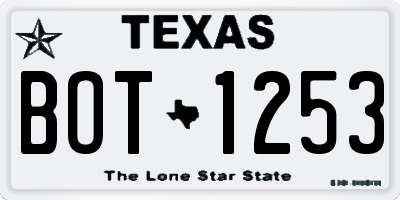 TX license plate BOT1253