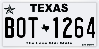 TX license plate BOT1264