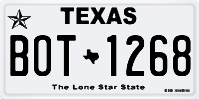 TX license plate BOT1268