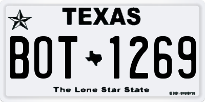 TX license plate BOT1269