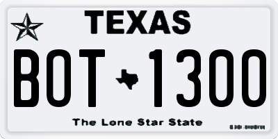 TX license plate BOT1300