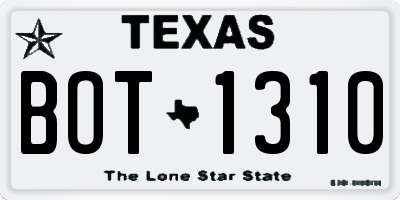 TX license plate BOT1310