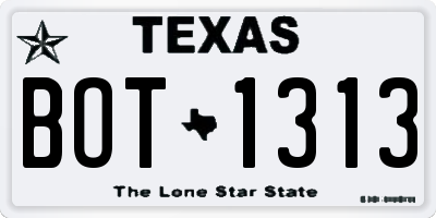 TX license plate BOT1313