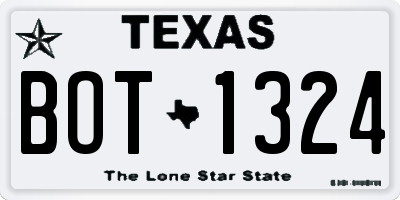 TX license plate BOT1324