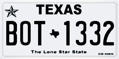 TX license plate BOT1332