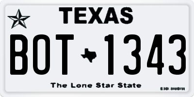 TX license plate BOT1343