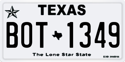 TX license plate BOT1349